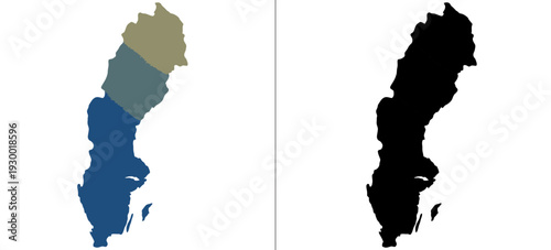 Comparison of two shaded maps of a country divided into regions with different colors