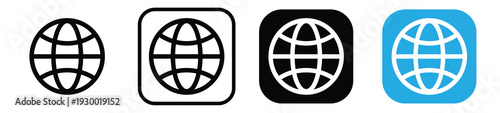 Globe stroke and outline icon for global website UI UX design, world connection symbol, earth line art, international network and navigation icon