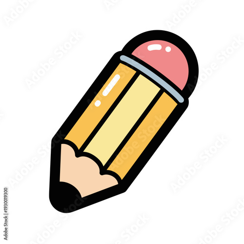 Colorful pencil with pink eraser for creative writing and drawing