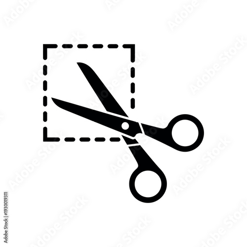Scissors icon cuts through a dashed outline indicating selection.