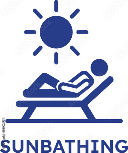 Person sunbathing on a lounge chair under the sun on transparent background