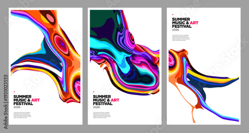 Vibrant Abstract Liquid Art Posters for Music Festival Event