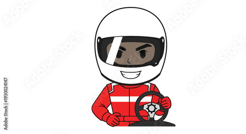 Racing driver vector illustration, cartoon style graphic for speed and competition, motorsport design