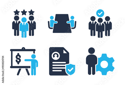 Business Leadership and Strategic Planning icon set. Solid glyph series icons