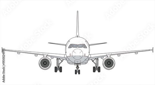 Airplane Blueprint – Aviation Engineering CAD Technical Drawing of Jet Aircraft