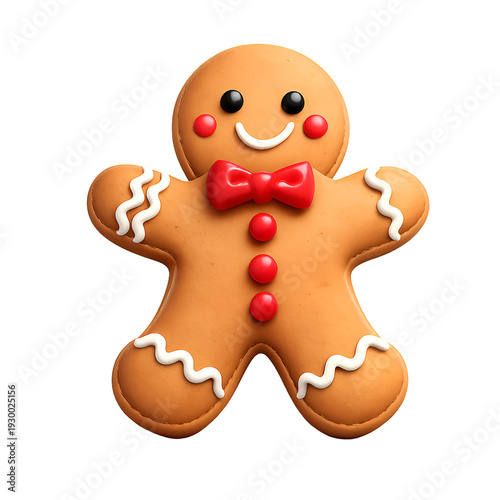 Cute gingerbread man cookie Christmas holiday dessert isolated on transparent background