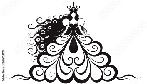 Elegant queen in ornate dress and crown standing regally