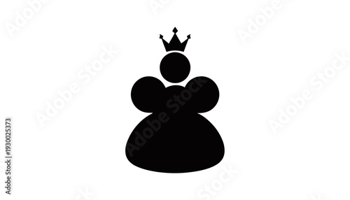 Stunning black silhouette of queen wearing crown and elegant dress