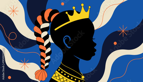 Regal African queen with vibrant braids and crown