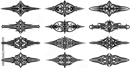 Black ornate patterns shapes decorative