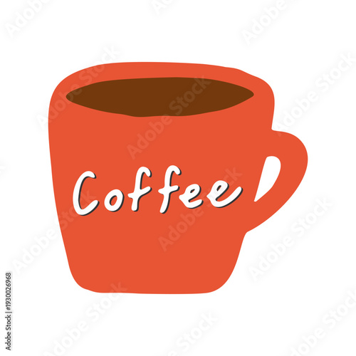 Hand-drawn coffee mug icon_Red　コーヒーマグカップの手書きアイコン　赤