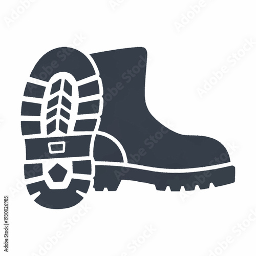 Rugged work boots with prominent sole tread for safety and durability.