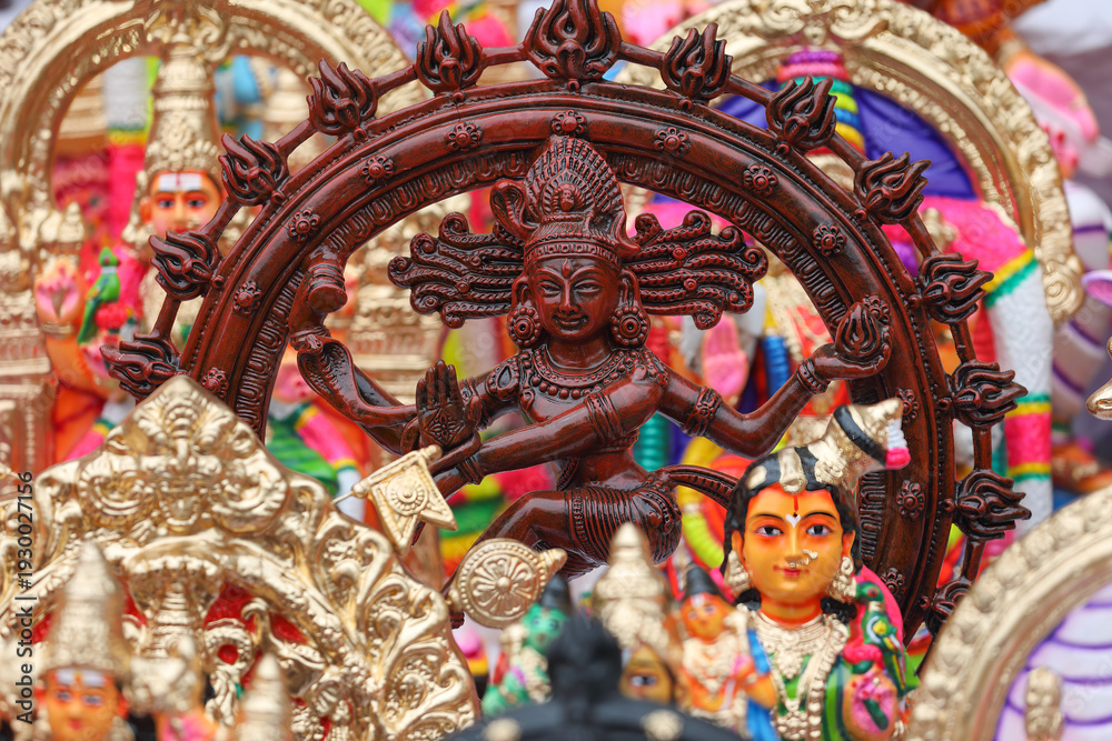 Fototapeta premium Lord Nataraja idol displayed for sale in a shop for the golu festival