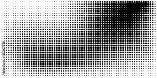 Black white halftone. Basic halftone dots effect in black and white color. Polka dot pattern. Halftone effect. Dot halftone. Background with monochrome dotted texture.