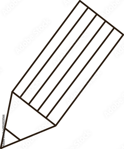 Minimalist Black Line Striped Pencil Icon with Cute Diagonal Position