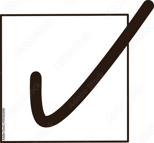 Minimalist Bold Black Check Mark in Square Box Icon for Success