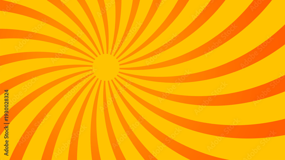 Obraz premium Bright orange and yellow sunburst swirl background with center circle