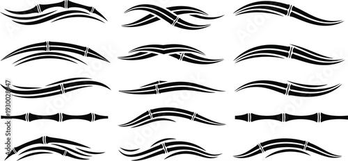 Black tribal tattoo for eyebrows and mustaches white