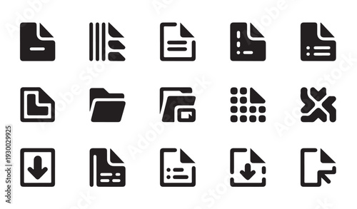 Minimalist file system and folder navigation icons for website and application dashboards