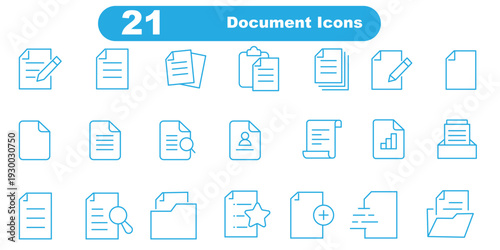 document icon pack outline style vector collection for business administration