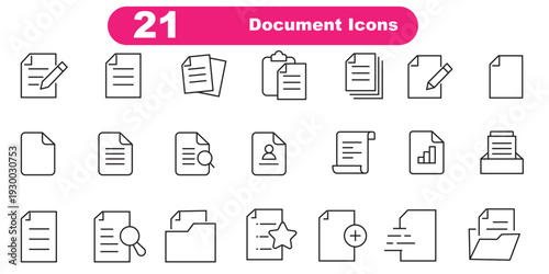 document icon pack outline style vector collection for business administration