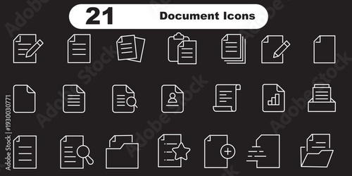 document icon pack outline style vector collection for business administration