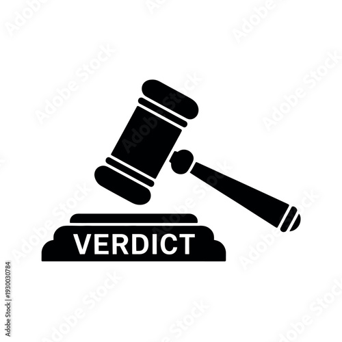 Gavel striking the sounding block inscribed with the word VERDICT symbolizes legal finality and judgment.