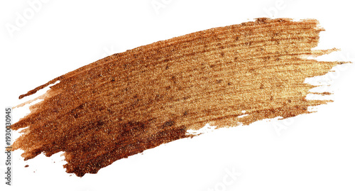 Diagonal metallic brown paint stroke with visible brush texture, isolated on black