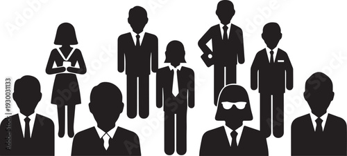 Silhouettes of business professionals in formal attire