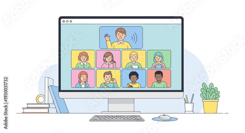 Remote team collaboration on computer screen.