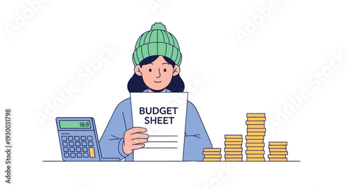 Person holding budget sheet and calculator.