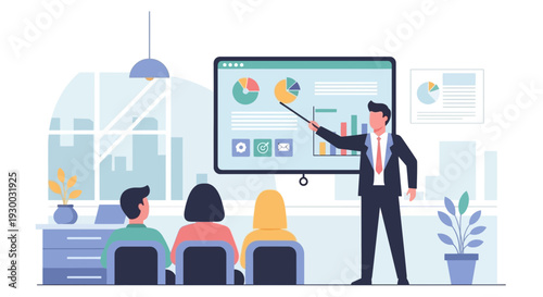 Business presentation in a modern office.