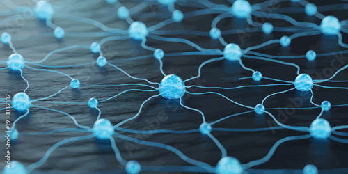 Abstract neural network pattern in glowing blue on dark slate 