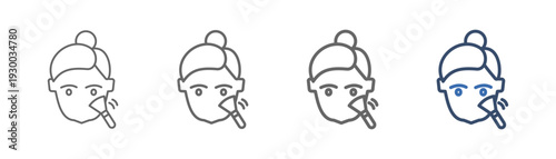 
outline icon set beauty with design of people wearing make up