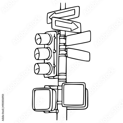 hand drawn wayfinder signboard sketch for travel concept