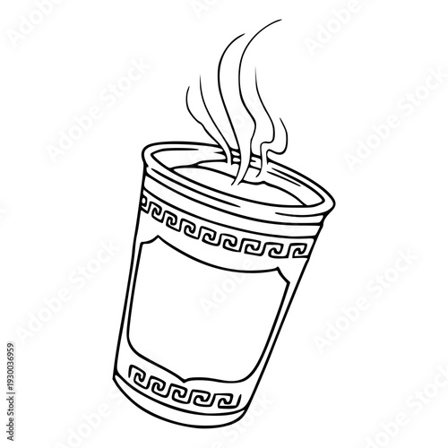 takeaway tea cup sketch with greek pattern design