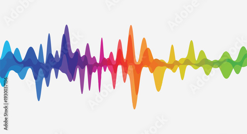 Colorful, wavy lines forming an abstract, audio-visual pattern on white