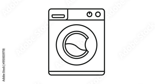 Simple line drawing of a front loading washing machine with a circular door