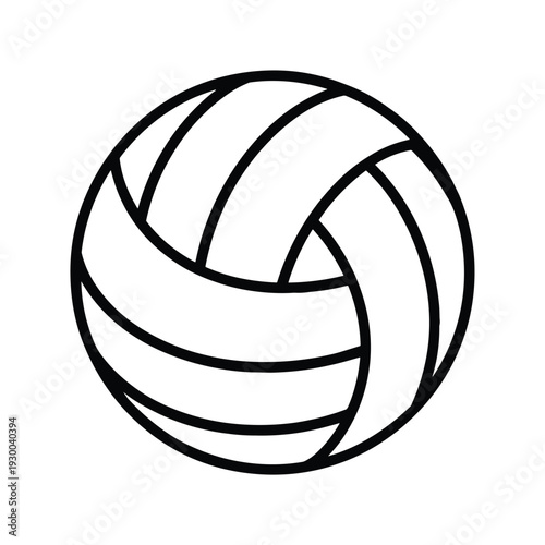 Modern volleyball icon in sleek black lines on white background
