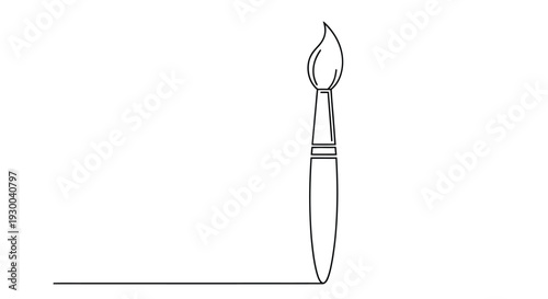 A single line drawing of a paintbrush with vector graphic teZt below