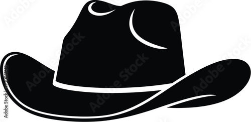 Black silhouette of cowboy hat with wide brim