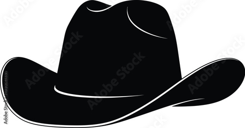 Black silhouette of cowboy hat with curved brim