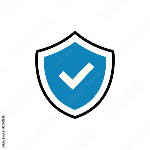 セキュリティと保護を表すシンプルな盾イラスト 細線バージョン