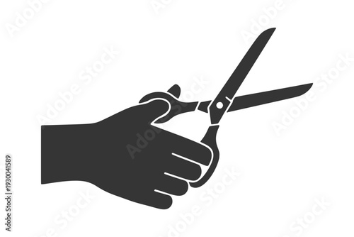 ハサミを持つ手のシルエットアイコン