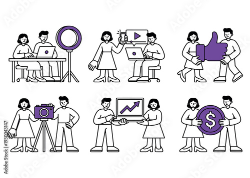 Content creators working on technology and social media projects