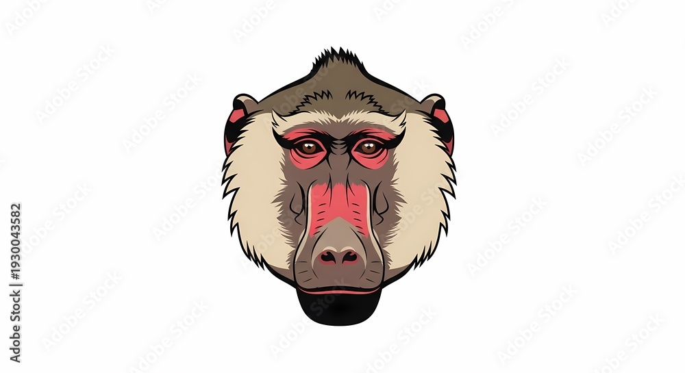 Obraz premium Baboon head illustration isolated on white background