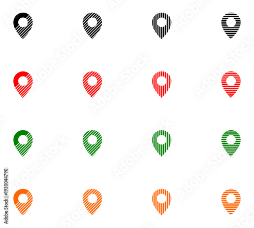 stylized location pin icon set, map pins , new style  pins