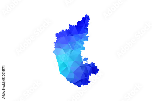 karnataka map - Polygon Style Vector Illustration in Blue Gradient, Low Poly Geometric Design, Isolated on White Background, Perfect for Infographics, Education, and Modern Presentations.