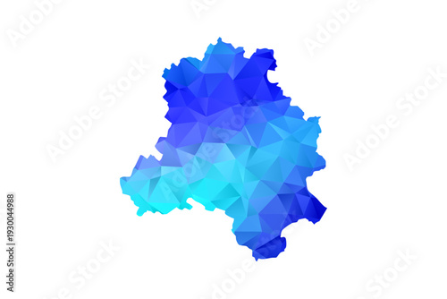 NEW Delhi map - Polygon Style Vector Illustration in Blue Gradient, Low Poly Geometric Design, Isolated on White Background, Perfect for Infographics, Education, and Modern Presentations.