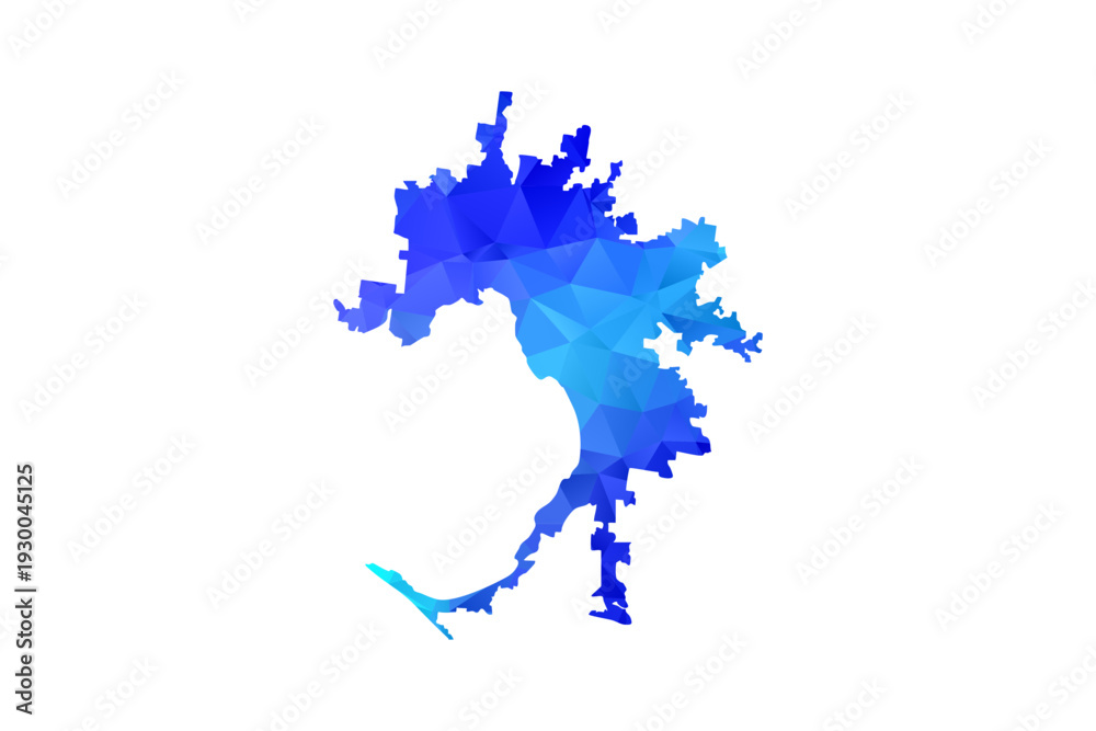 Fototapeta premium Melbourne map - Polygon Style Vector Illustration in Blue Gradient, Low Poly Geometric Design, Isolated on White Background, Perfect for Infographics, Education, and Modern Presentations.